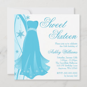 Blue Swirl Dress Winter Wonderland Sweet 16 Kaart