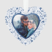 Blue Swirl Heart Valentijn Photo Template Ornament (voorkant)