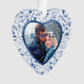 Blue Swirl Heart Valentijn Photo Template Ornament (voorkant)
