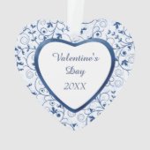 Blue Swirl Heart Valentijn Photo Template Ornament (achterkant)
