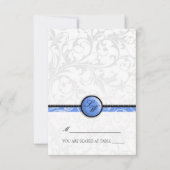 Blue Swirl Monogram Folders Tent Place Card Kaart (Voorkant)