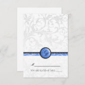 Blue Swirl Monogram Folders Tent Place Card Kaart (Voorkant / Achterkant)
