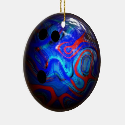 Blue Swirl Pattern Bowling Ball. Keramisch Ornament (Rechts)