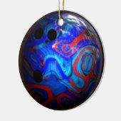 Blue Swirl Pattern Bowling Ball. Keramisch Ornament (Links)