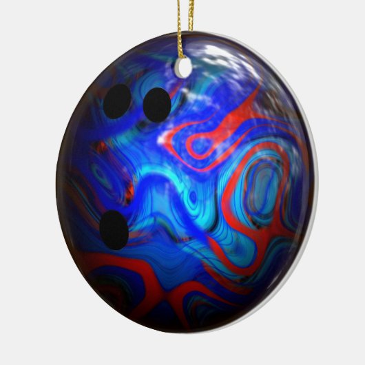Blue Swirl Pattern Bowling Ball. Keramisch Ornament (Links)