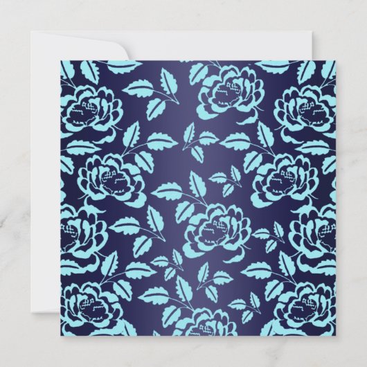 Blue Swirl & Roos Sweet 16 verjaardagsuitnodiging Kaart (Achterkant)