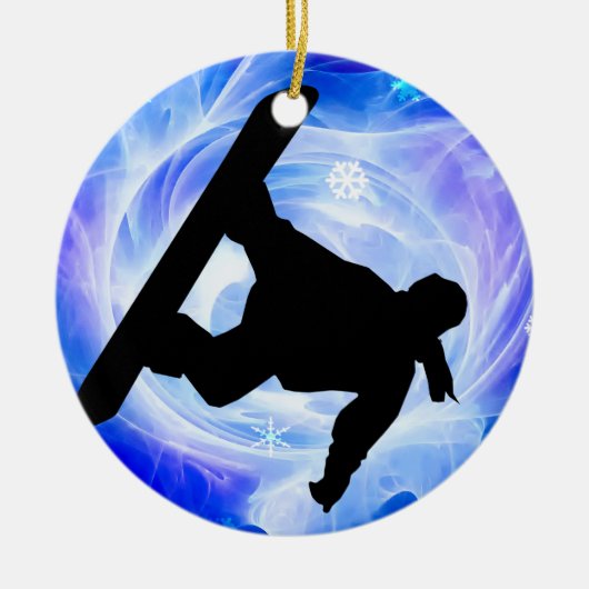 Blue Swirl Snowstorm Keramisch Ornament (Voorkant)