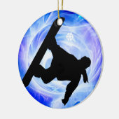 Blue Swirl Snowstorm Keramisch Ornament (Links)