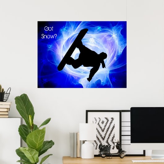 Blue Swirl Snowstorm Poster (Thuiskantoor)