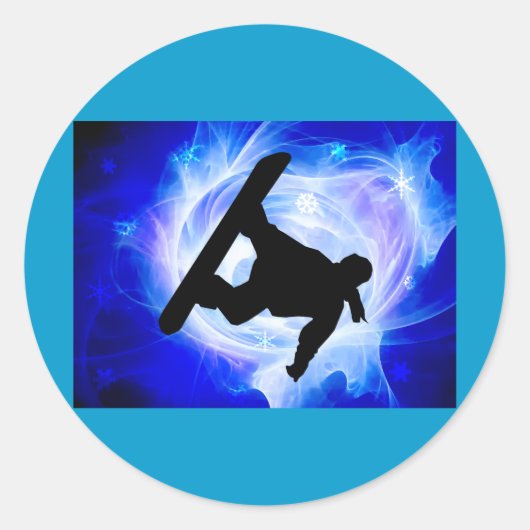 Blue Swirl Snowstorm Ronde Sticker (Voorkant)