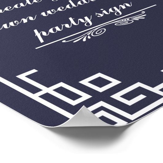 Blue Swirl White Border Wedparty Sign Poster (Hoek)