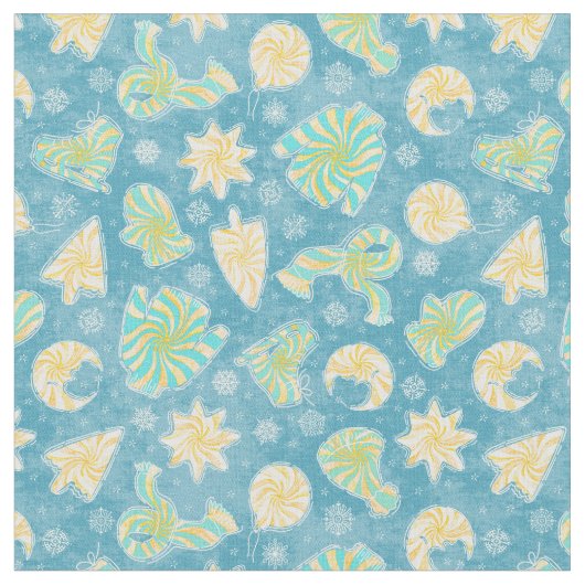 Blue Swirl Winter fabric Stof (Close Up)