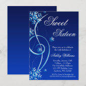 Blue Swirl Winter Wonderland Sweet 16 Kaart (Voorkant / Achterkant)