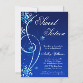 Blue Swirl Winter Wonderland Sweet 16 Kaart