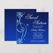 Blue Swirl Winter Wonderland Sweet 16 Kaart (Voorkant / Achterkant)