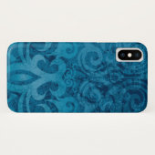 Blue Swirling Damask Patroon Case-Mate iPhone Case (Achterkant (horizontaal))