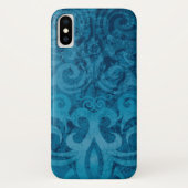 Blue Swirling Damask Patroon Case-Mate iPhone Case (Achterkant)