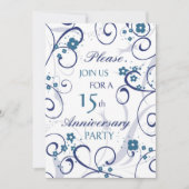Blue Swirls 15th Jubileum Party Invitation Kaart (Voorkant)