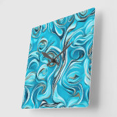 Blue Swirls Abstract Paint Digital Vierkante Klok (Hoek)