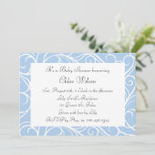 Blue Swirls Baby shower Invitation Kaart (Staand voorkant)