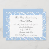  Blue Swirls Baby shower Invitation Kaart (Voorkant / Achterkant)