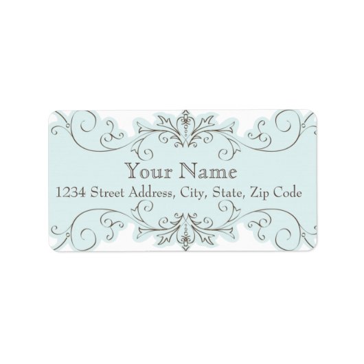 Blue Swirls Bruiloft RSVP Retouradres Labels (Voorkant)