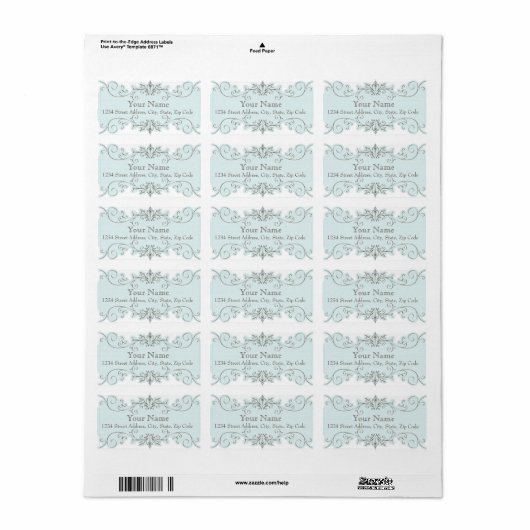 Blue Swirls Bruiloft RSVP Retouradres Labels (Full Sheet)