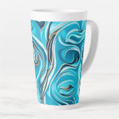 Blue Swirls Digital AI-Generated Abstract Latte Mok (Rechterhoek)