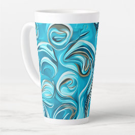 Blue Swirls Digital AI-Generated Abstract Latte Mok
