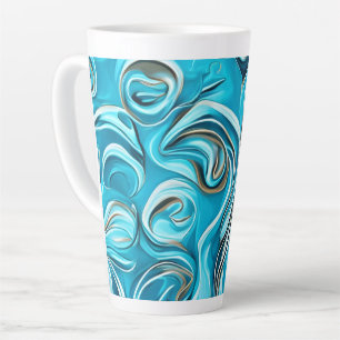 Blue Swirls Digital AI-Generated Abstract Latte Mok