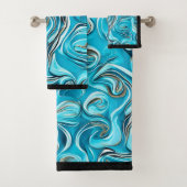 Blue Swirls Digital Paint Design Bad Handdoek (Insitu)