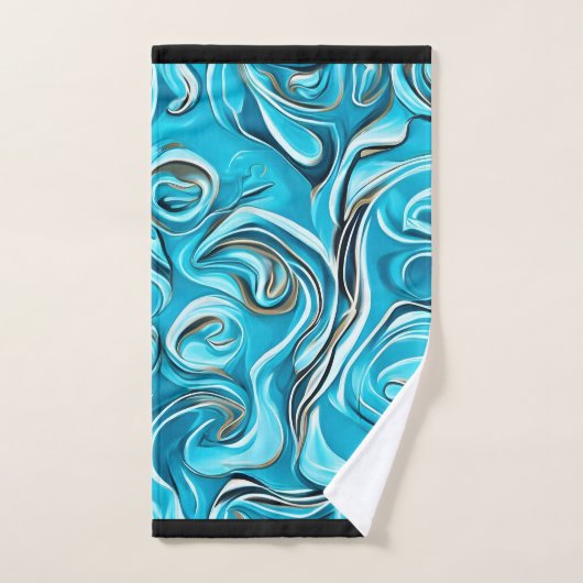 Blue Swirls Digital Paint Design Bad Handdoek (Handdoek)