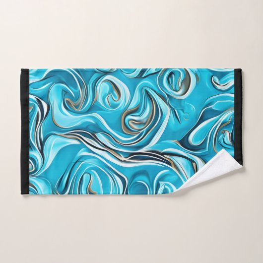 Blue Swirls Digital Paint Design Bad Handdoek (Handdoek)