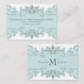 Blue Swirls Elegante Trouwreceptie Kaarten (Voorkant / Achterkant)