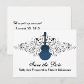 Blue Swirls Guitar Save the Date Briefkaart (Voorkant / Achterkant)