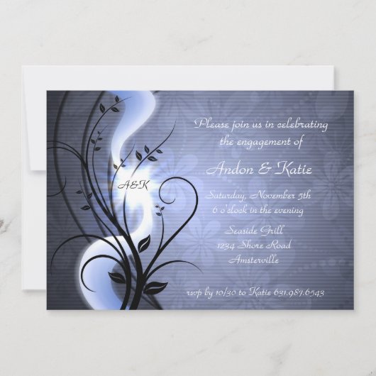 Blue Swirls Invitation Kaart (Voorkant)