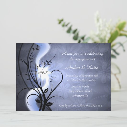 Blue Swirls Invitation Kaart (Staand voorkant)