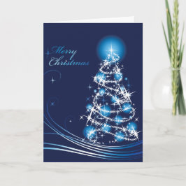 Blue Swirls kerstboomkaart Feestdagen Kaart