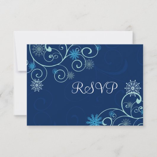 Blue Swirls kerstbruiloft RSVP-kaarten RSVP Kaartje (Voorkant)