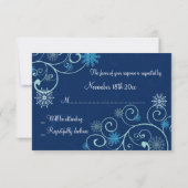 Blue Swirls kerstbruiloft RSVP-kaarten RSVP Kaartje (Achterkant)