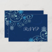 Blue Swirls kerstbruiloft RSVP-kaarten RSVP Kaartje (Voorkant / Achterkant)