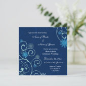 Blue Swirls Kerstbruiloft Uitnodigingskaarten Kaart (Staand voorkant)