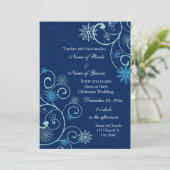Blue Swirls Kerstbruiloft Uitnodigingskaarten Kaart (Staand voorkant)