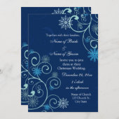 Blue Swirls Kerstbruiloft Uitnodigingskaarten Kaart (Voorkant / Achterkant)