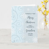 Blue Swirls Kleinzoon & Familie Vrolijk Kerstfeest Kaart (Gele Bloem)