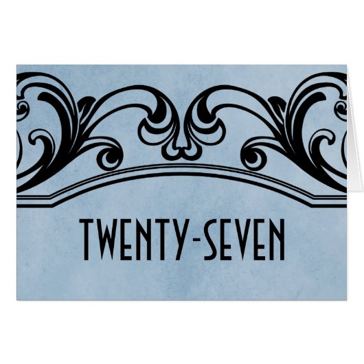 Blue  Swirls Table Number Kaart (Voorkant Horizontaal)