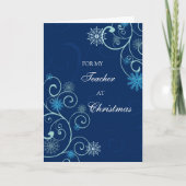 Blue Swirls Teacher Vrolijk Kerstfeest Kaart (Voorkant)