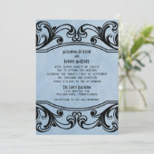 Blue  Swirls Wedding Invite Kaart (Staand voorkant)