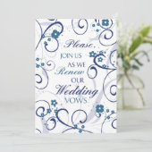 Blue Swirls Wedding Vow Renewal Uitnodigingskaart Kaart (Staand voorkant)