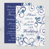 Blue Swirls Wedding Vow Renewal Uitnodigingskaart Kaart (Voorkant / Achterkant)